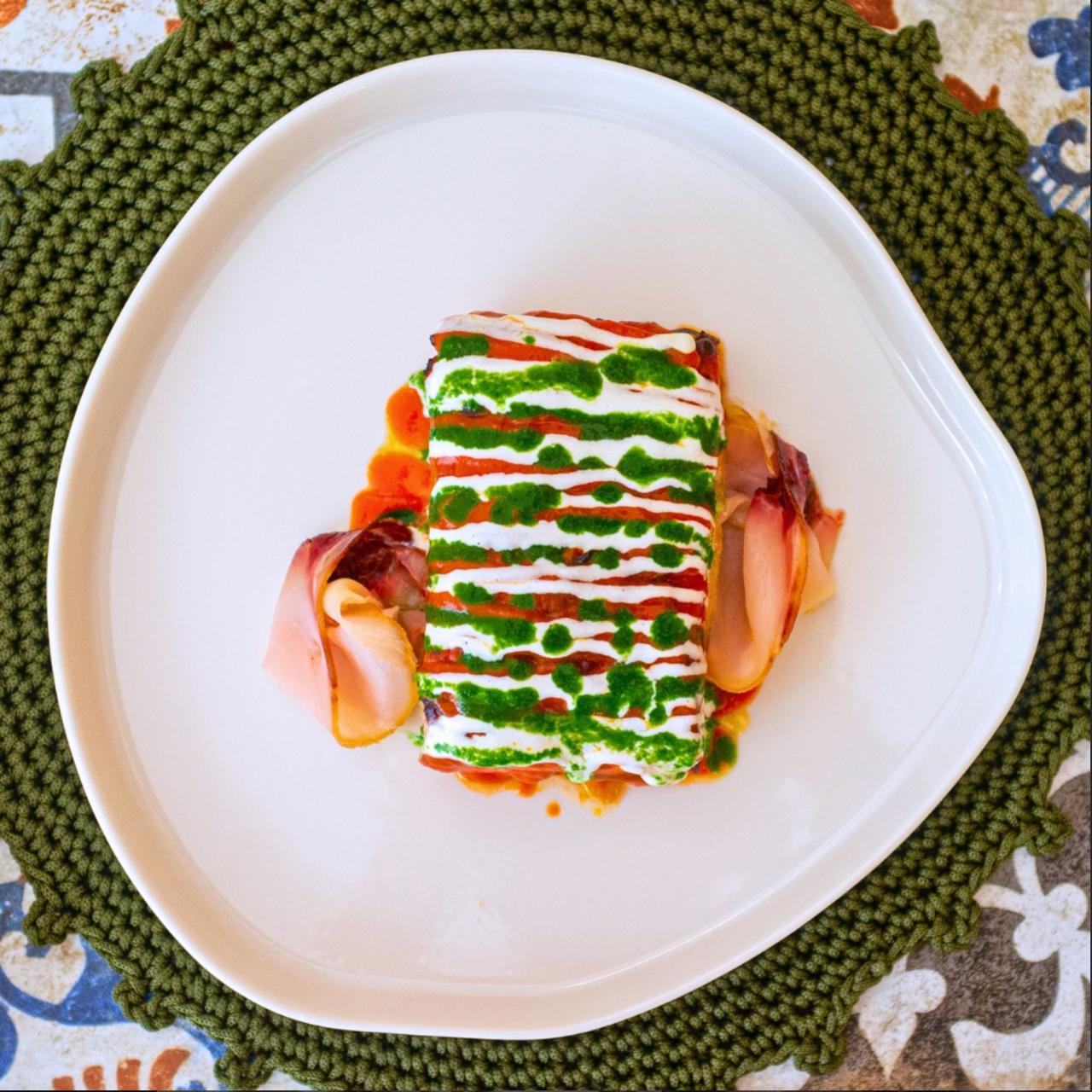 Parmigiana tricolore con prosciutto crudo